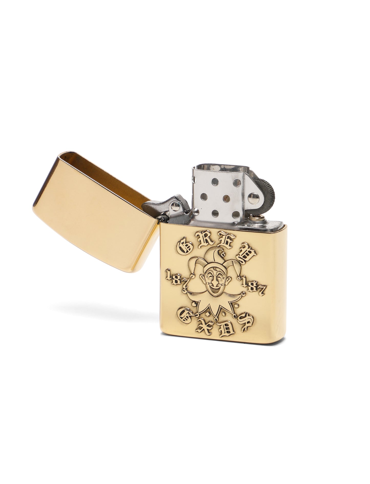 "Embossed Jester Logo" Windproof Lighter - (Gold)