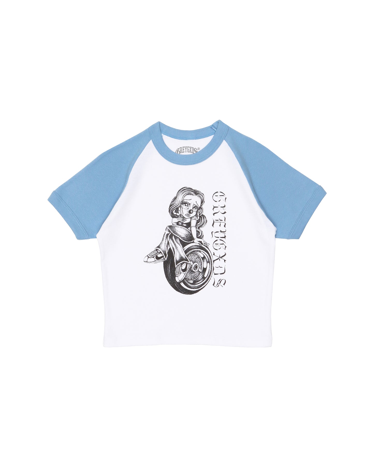 Women's "Lady Luck" Raglan Tee - (Powder Blue)
