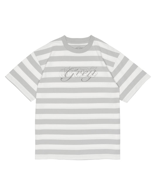 "Interlock Logo" Striped Tee - (Grey)