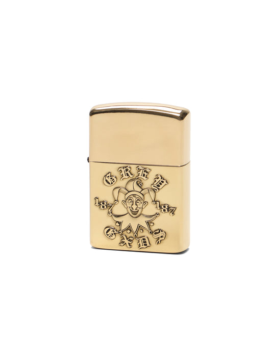 "Embossed Jester Logo" Windproof Lighter - (Gold)