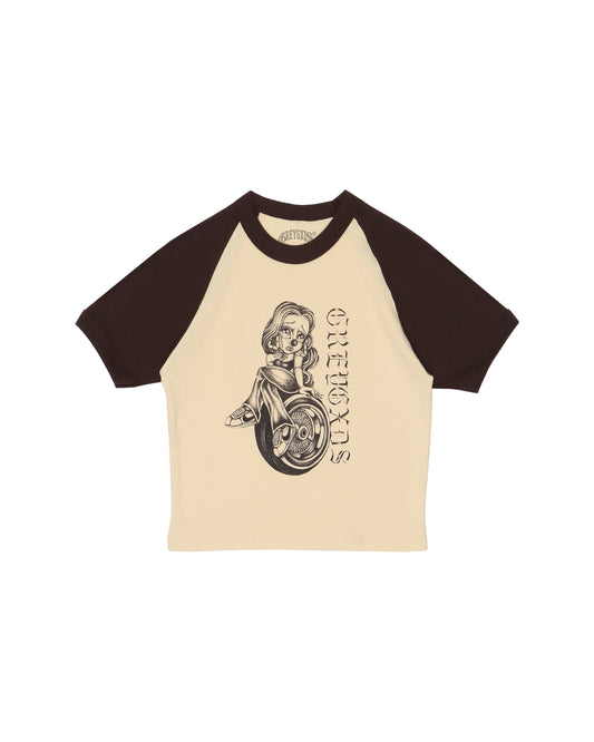 Women's "Lady Luck" Raglan Tee - (Brown)