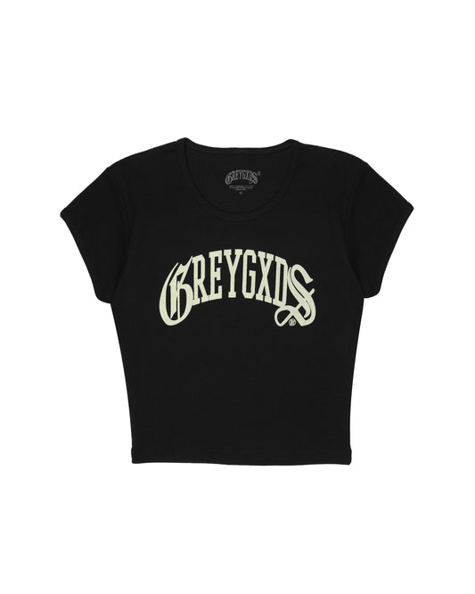 Women's "O.E. Logo" Baby Tee - (Black)