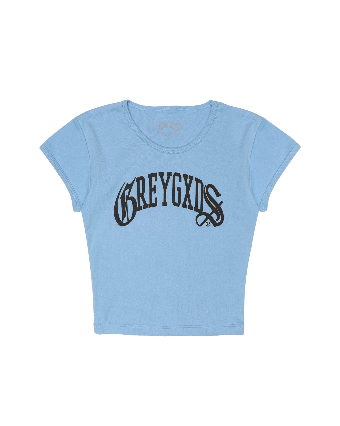 Women's "O.E. Logo" Baby Tee - (Baby Blue)