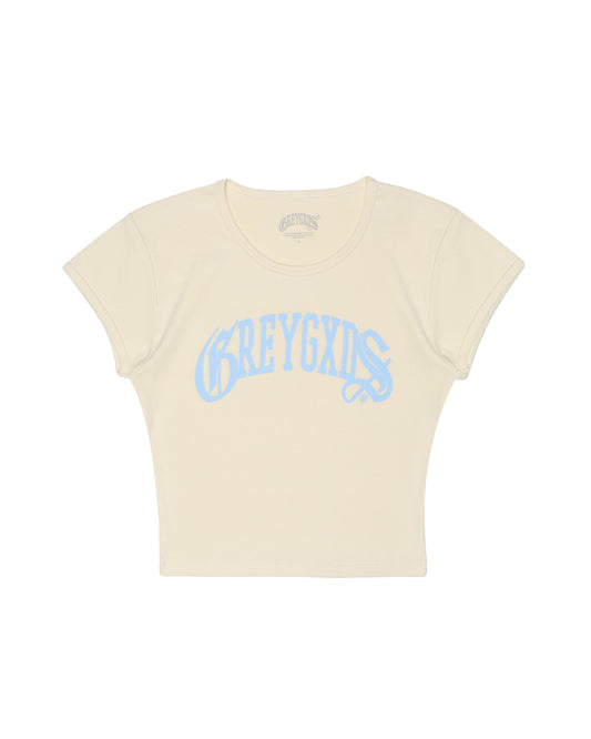 Women's "O.E. Logo" Baby Tee - (Cream)